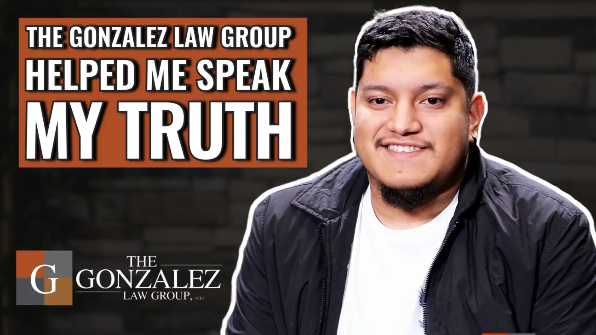 Snapshot from a testimonial video recording for a law firm